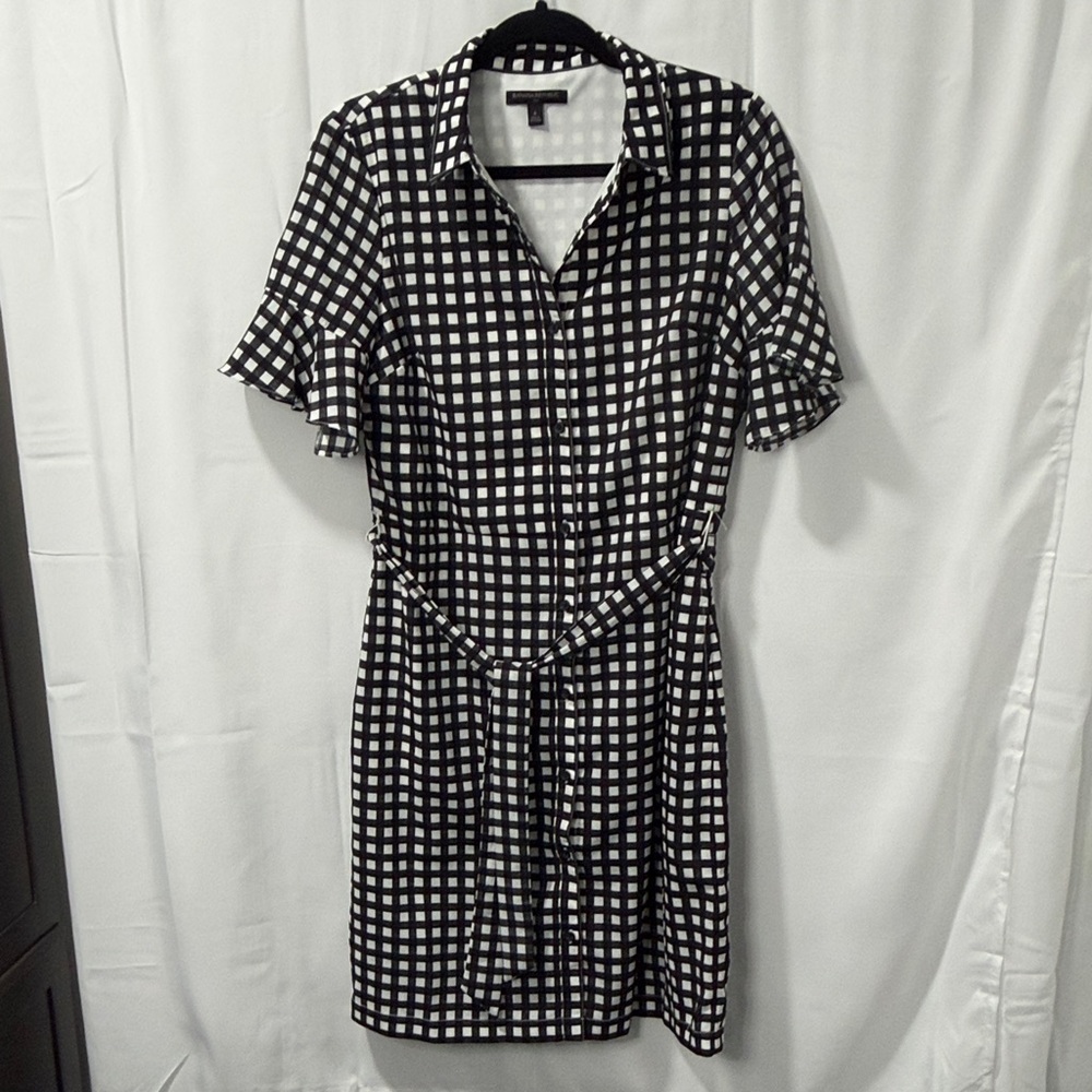Banana Republic Black and White Checkered Mini Dress